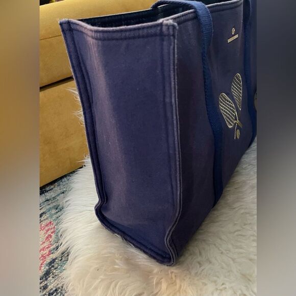 Spartina 449 Navy Canvas Tennis Tote Carry-All - Picture 3 of 9
